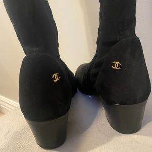 Authentic Chanel over the knee black boots size 39